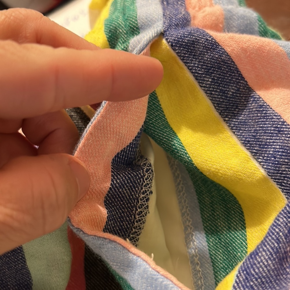 J. Crew Rainbow Stripe City Mini Sidewalk Linen Blend Skirt Size 8 - Picture 7 of 9